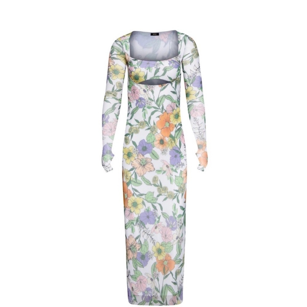 AFRM Kellen Cutout Long Sleeve Mesh Midi Dress - Picture 4 of 9